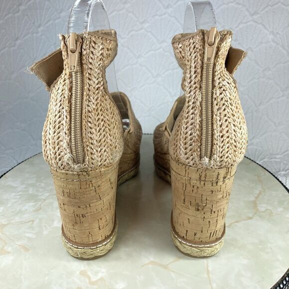 Dolce Vita Heels Womens Size 10 Otto Tan Espadrilles Straw Platform Wedge Shoes - Picture 7 of 11